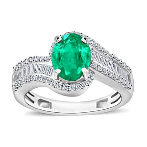 Rhapsody AAAA Kagem Zambian Emerald and E-F VS2 Diamond 1.55 ctw Ring in 950 Platinum (Size 10.0) 6.25 Grams