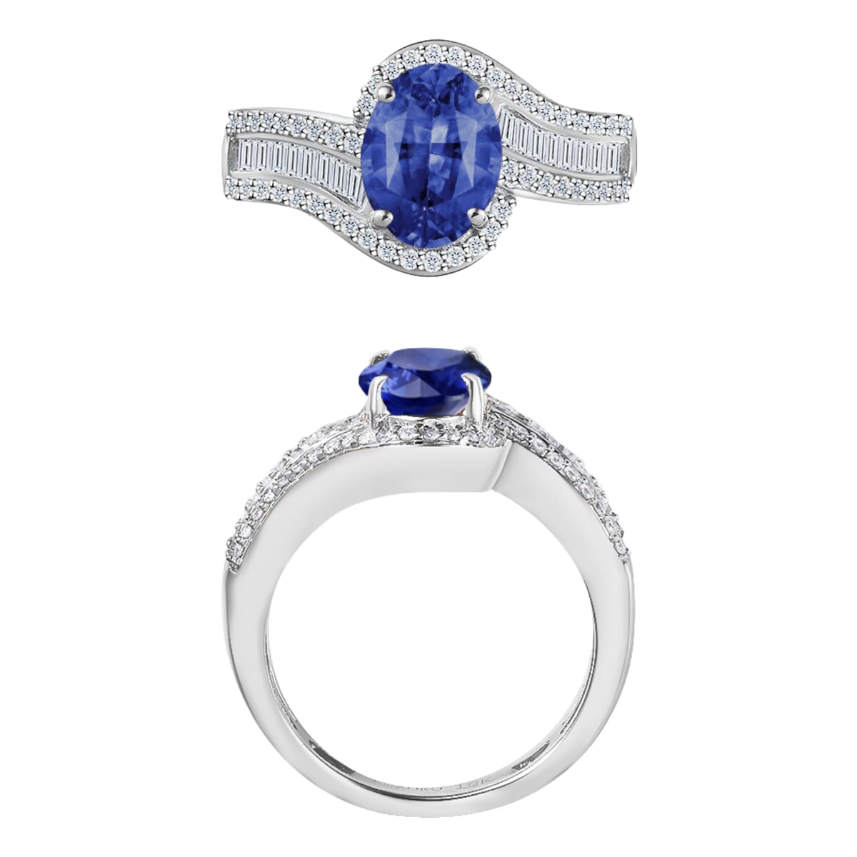 Rhapsody AAAA Ceylon Blue Sapphire and E-F VS2 Diamond 1.75 ctw Ring in 950 Platinum (Size 10.0) 6.25 Grams image number 3