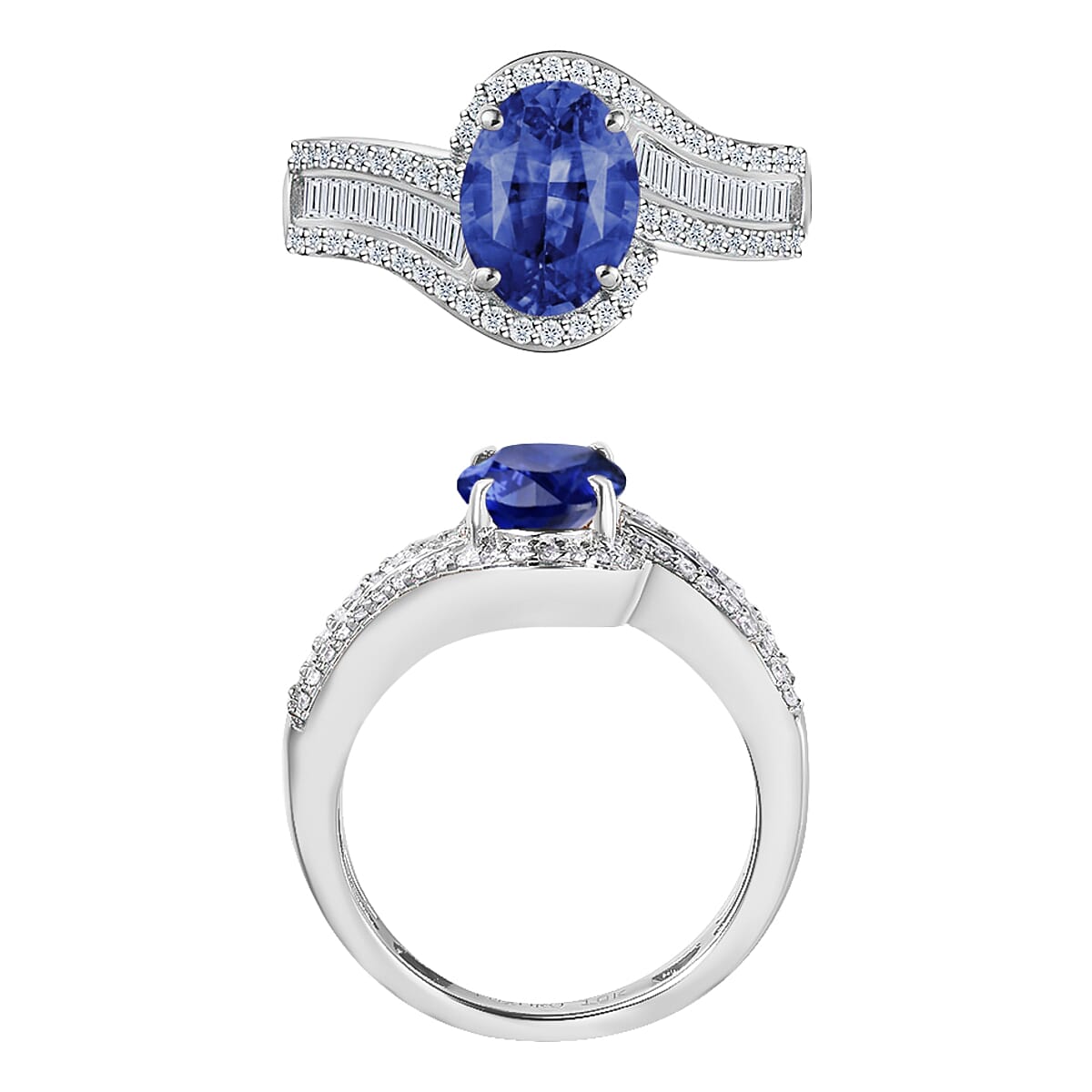 Rhapsody AAAA Ceylon Blue Sapphire and E-F VS2 Diamond 1.75 ctw Ring in 950 Platinum (Size 11.0) 6.25 Grams (Del. in 10-12 Days) image number 3