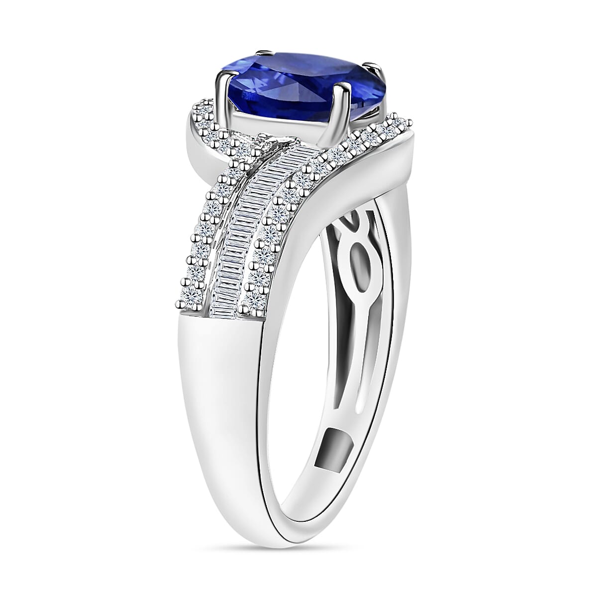 Rhapsody AAAA Ceylon Blue Sapphire and E-F VS2 Diamond 1.75 ctw Ring in 950 Platinum (Size 7.5) 6.25 Grams (Del. in 10-12 Days) image number 2