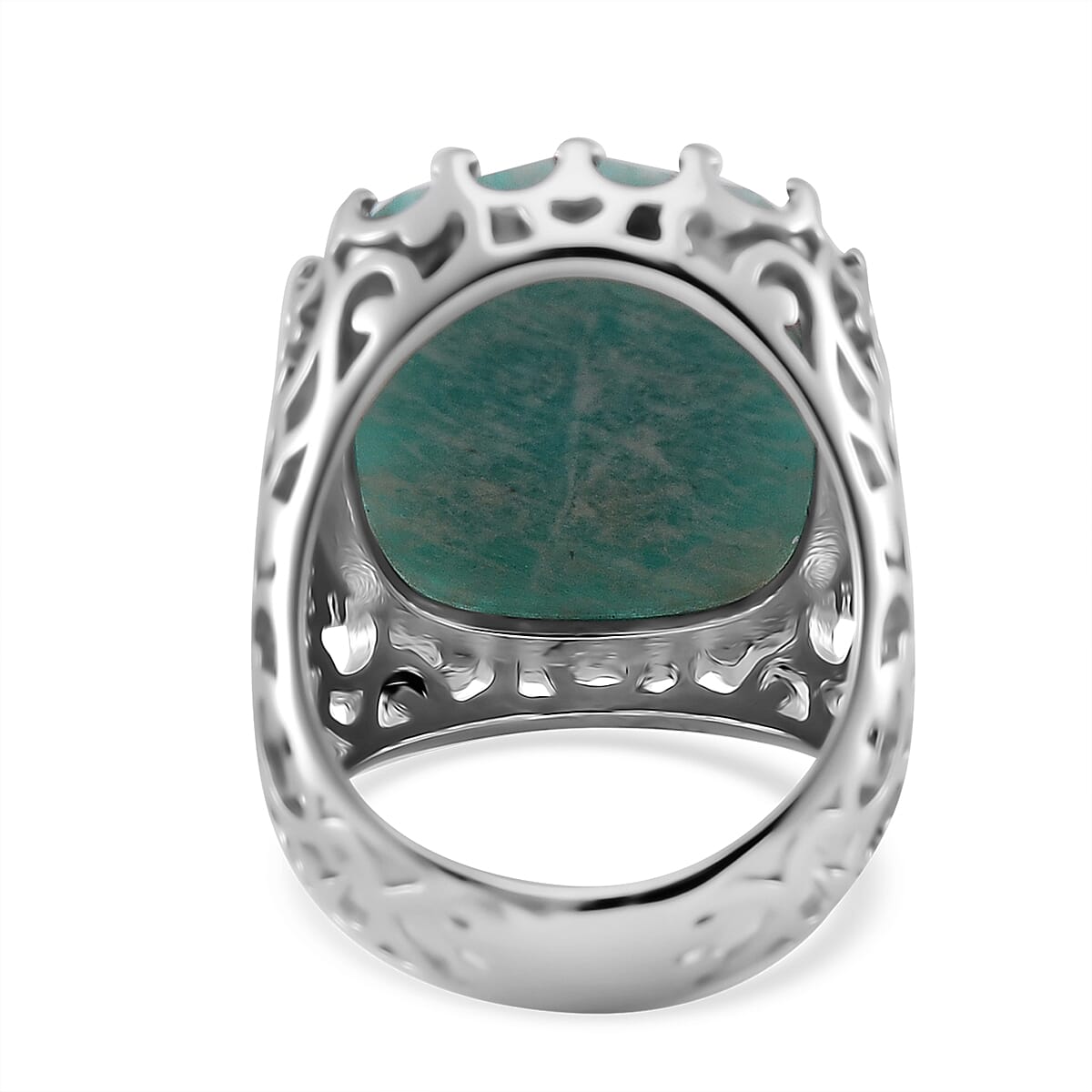 Amazonite 15.00 ctw Ring in Stainless Steel (Size 8.0)  image number 3