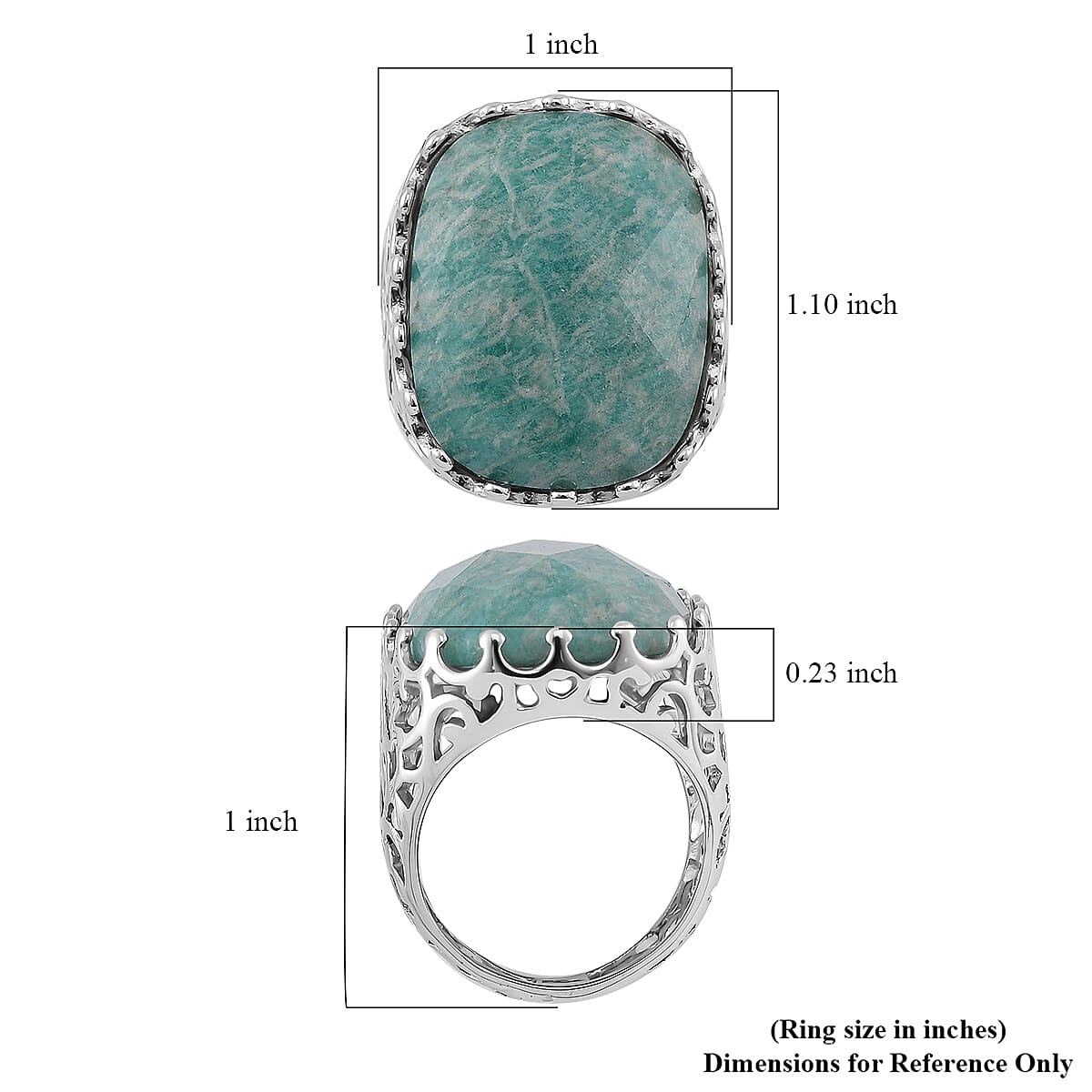 Amazonite 15.00 ctw Ring in Stainless Steel (Size 9.0)  image number 4