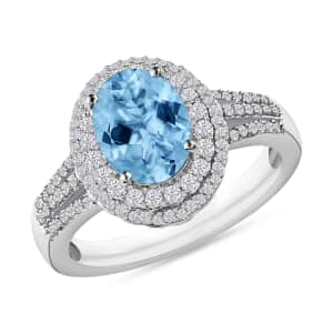 Iliana AAA Santa Maria Aquamarine and G-H SI Diamond 2.40 ctw Ring in 18K White Gold (Size 4.0) 4.60 Grams