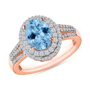 Iliana AAA Santa Maria Aquamarine and G-H SI Diamond 2.40 ctw Ring in 18K Rose Gold (Size 5.5) 4.60 Grams