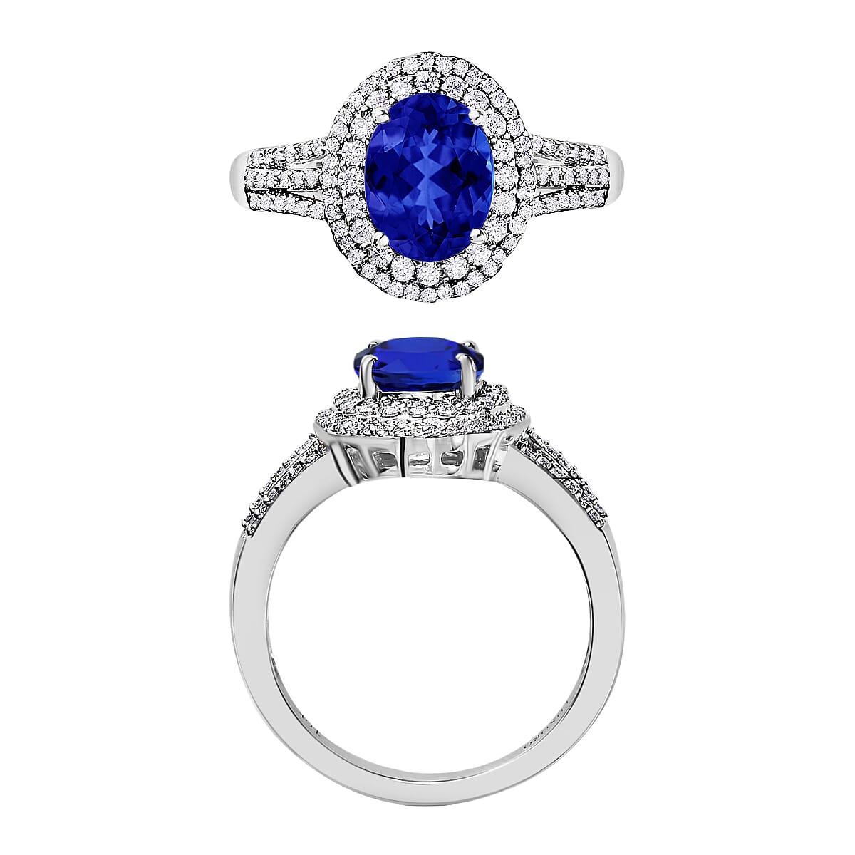 Rhapsody AAAA Tanzanite and E-F VS2 Diamond 2.60 ctw Ring in 950 Platinum (Size 10.0) 5.90 Grams image number 3