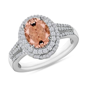 Rhapsody AAAA Marropino Morganite and E-F VS2 Diamond 3.00 ctw Ring in 950 Platinum (Size 10.5) 5.90 Grams