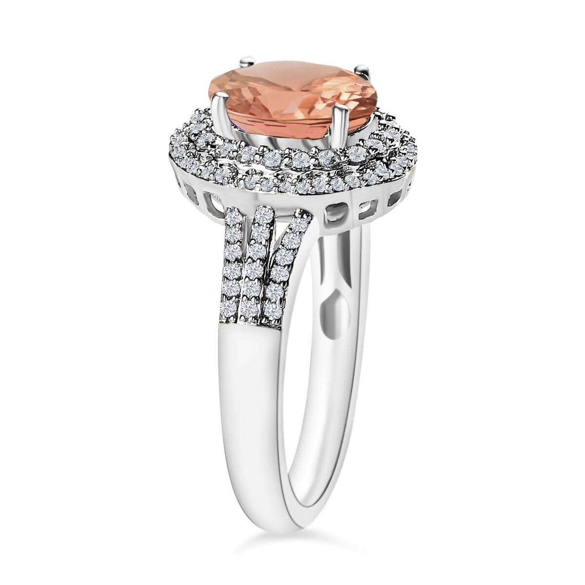 Rhapsody AAAA Marropino Morganite and E-F VS2 Diamond 3.00 ctw Ring in 950 Platinum (Size 10.5) 5.90 Grams image number 2