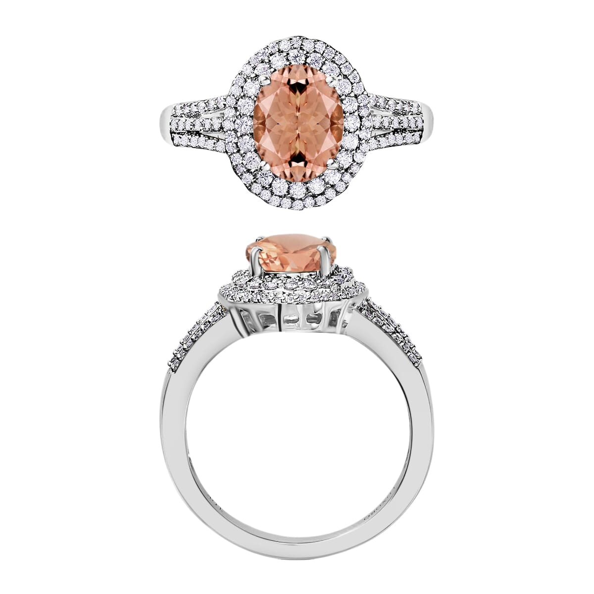 Rhapsody AAAA Marropino Morganite and E-F VS2 Diamond 3.00 ctw Ring in 950 Platinum (Size 10.5) 5.90 Grams image number 3
