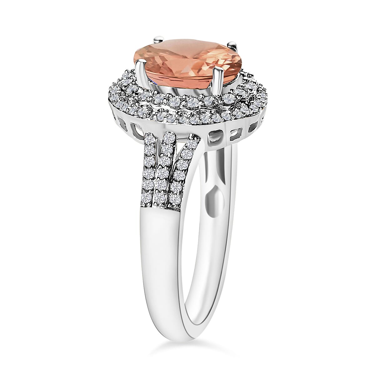 Rhapsody AAAA Marropino Morganite and E-F VS2 Diamond 3.00 ctw Ring in 950 Platinum (Size 9.5) 5.90 Grams (Del. in 10-12 Days) image number 2