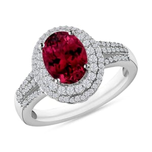 Rhapsody AAAA Ouro Fino Rubellite and E-F VS2 Diamond 3.00 ctw Ring in 950 Platinum (Size 10.0) 5.90 Grams