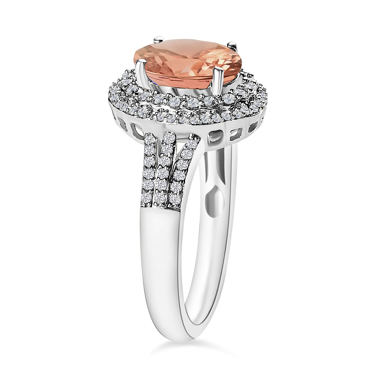 Rhapsody AAAA Pink Morganite and E-F VS2 Diamond 3.00 ctw Ring in 950 Platinum (Size 10.0) 5.90 Grams image number 2