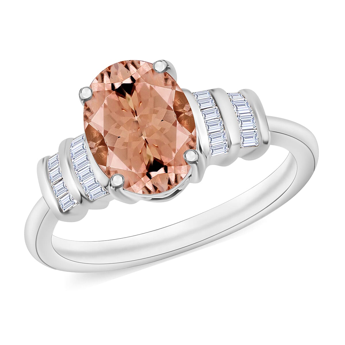 Rhapsody AAAA Marropino Morganite and E-F VS2 Diamond 2.50 ctw Snowflake Ring in 950 Platinum (Size 10.5) 5.25 Grams (Del. in 10-12 Days) image number 0