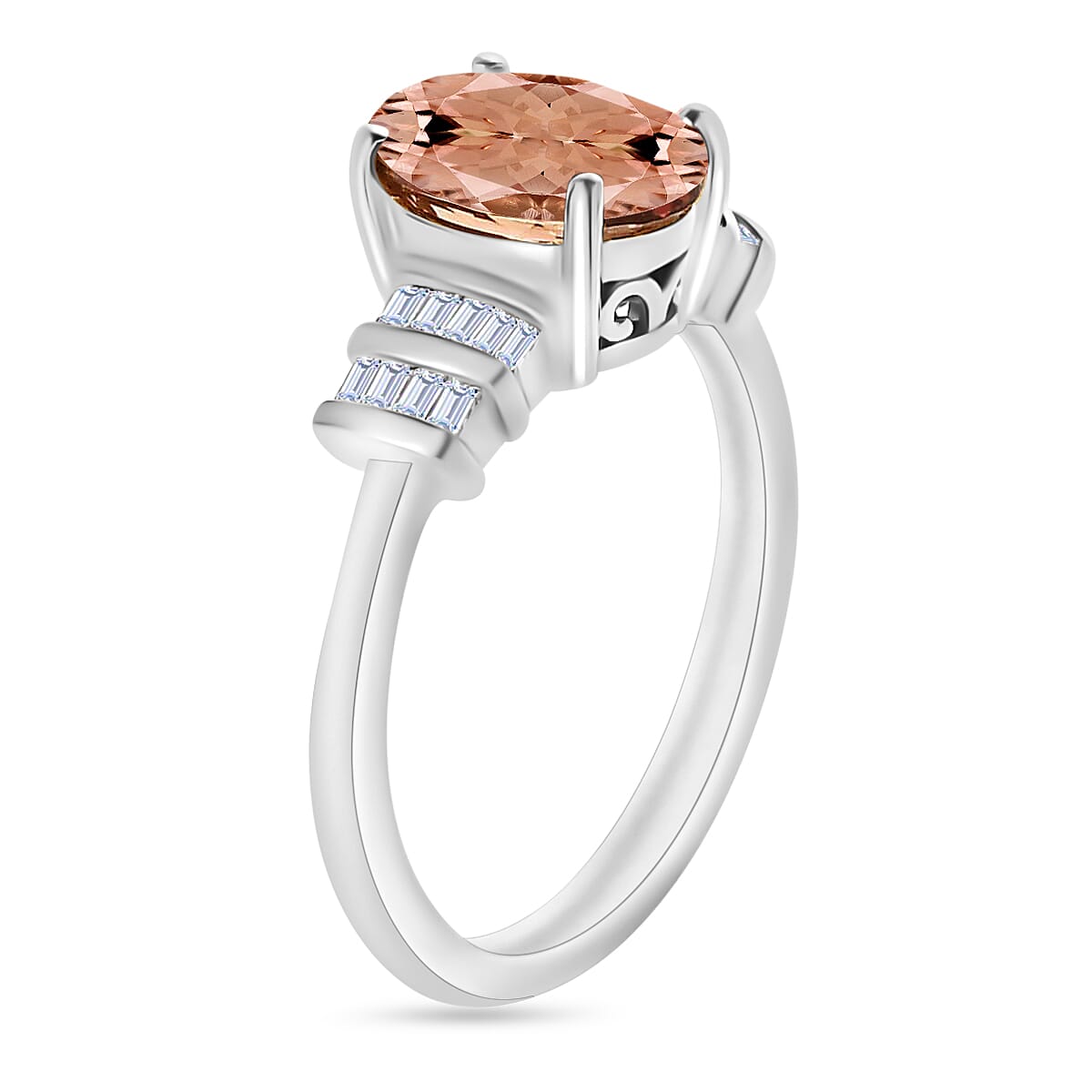 Rhapsody AAAA Marropino Morganite and E-F VS2 Diamond 2.50 ctw Snowflake Ring in 950 Platinum (Size 10.5) 5.25 Grams (Del. in 10-12 Days) image number 2
