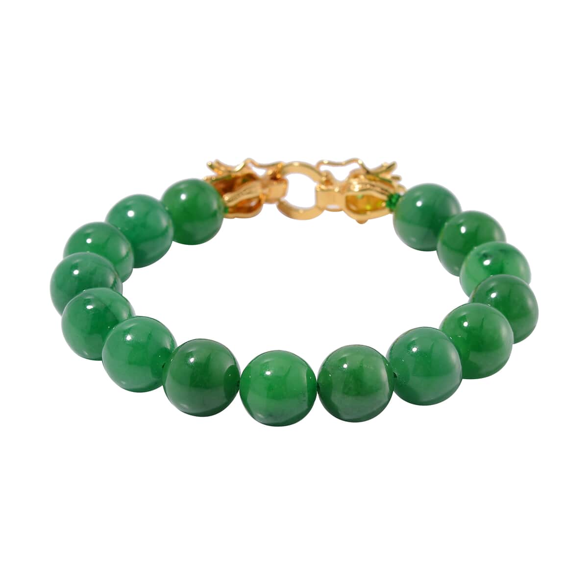 Green Jade (D) and Chrome Diopside 250.50 ctw Bracelet in 18K Vermeil Yellow Gold Over Sterling Silve (8.25 In) image number 2