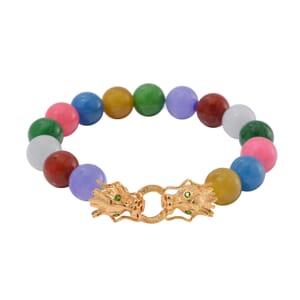 Multi Jade and Chrome Diopside 240.50 ctw Dragon Bracelet in 18K Vermeil Yellow Gold Over Sterling Silver (8.00 In)