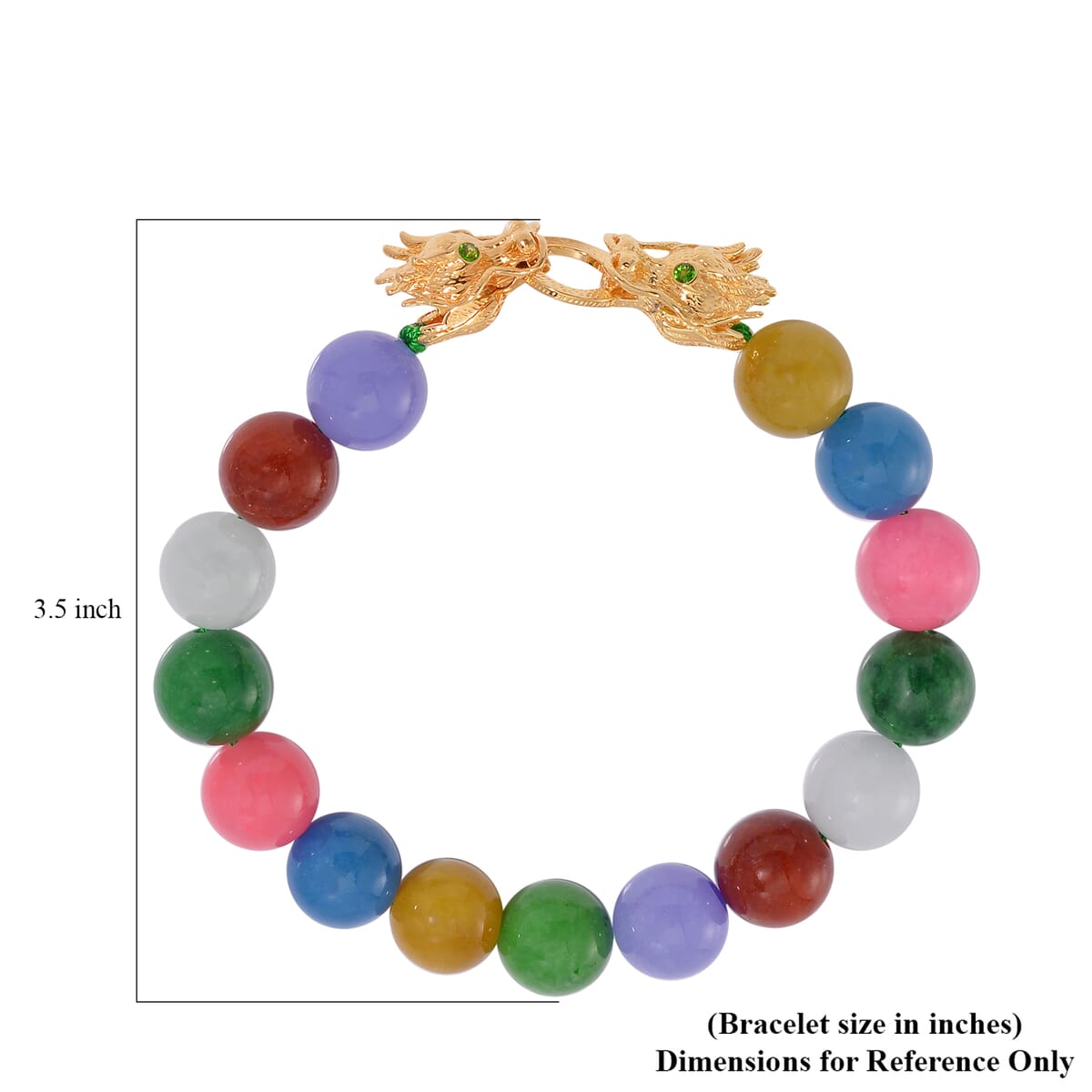 Multi Jade and Chrome Diopside 240.50 ctw Dragon Bracelet in 18K Vermeil Yellow Gold Over Sterling Silver (8.00 In) image number 3