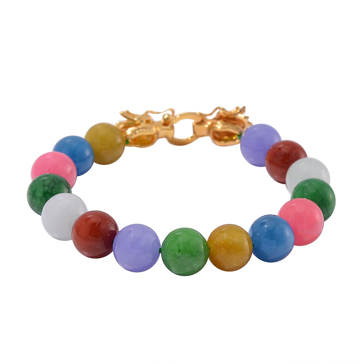 Multi Jade and Chrome Diopside 250.50 ctw Dragon Bracelet in 18K Vermeil Yellow Gold Over Sterling Silver (8.50 In) image number 2