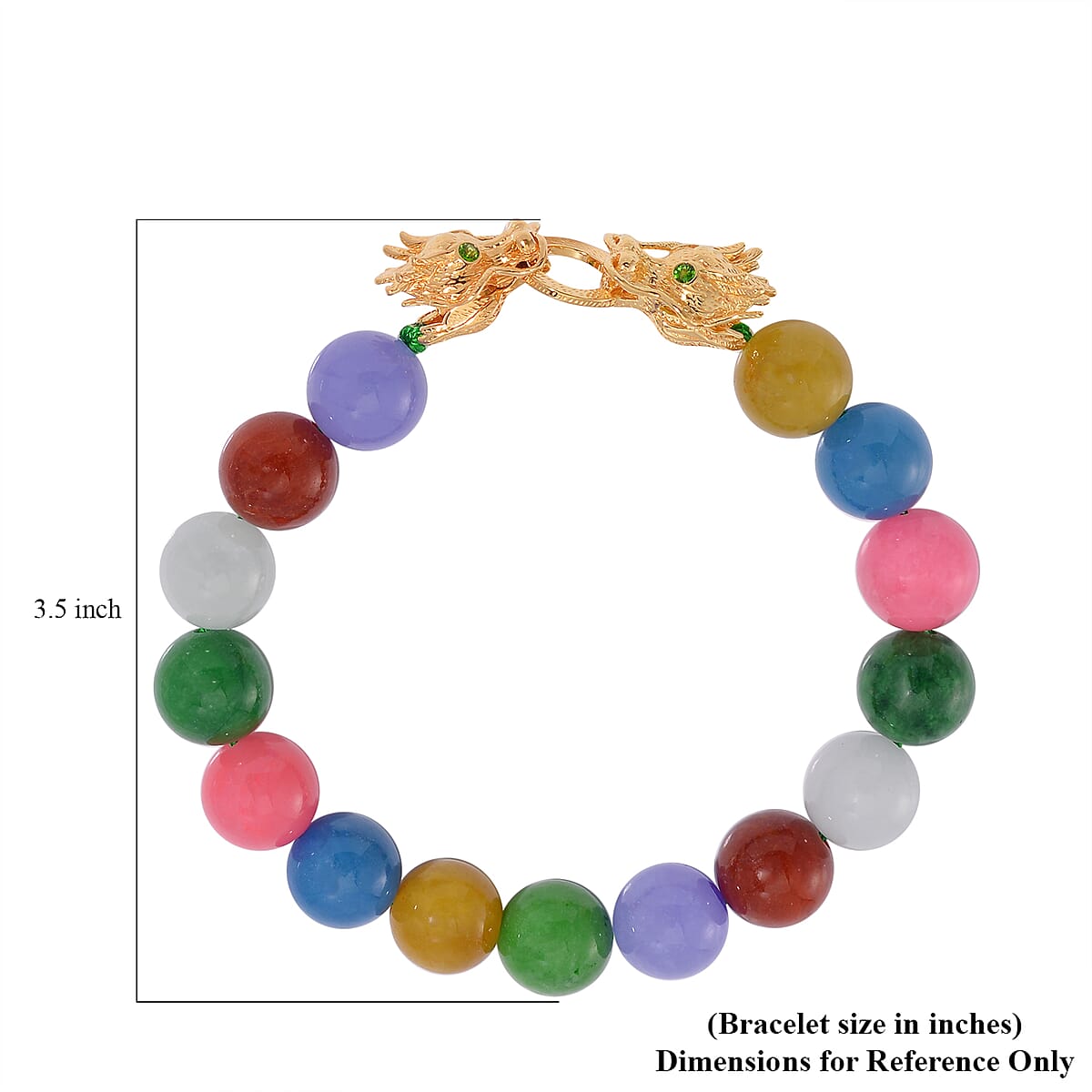 Multi Jade and Chrome Diopside 250.50 ctw Dragon Bracelet in 18K Vermeil Yellow Gold Over Sterling Silver (8.50 In) image number 3