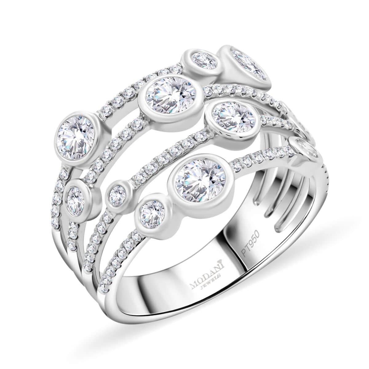 Doorbuster Modani 950 Platinum White Diamond G-VVS2  Ring (Size 10.0) (7.90 g) (Del. in 7-10 Days) 1.50 ctw image number 0