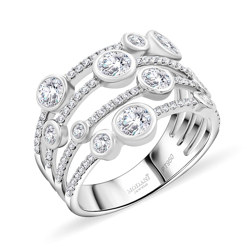 Modani G-VVS2 White Diamond Ring in 950 Platinum 1.50 ctw (Size 10.0)