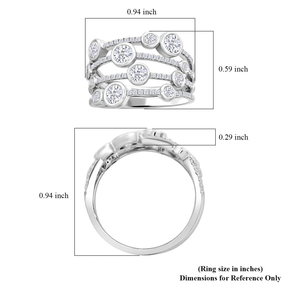 Modani White Diamond G-VVS2 1.50 ctw Ring in 950 Platinum (Size 5.0) 7.90 Grams (Del. in 7-10 Days) image number 4