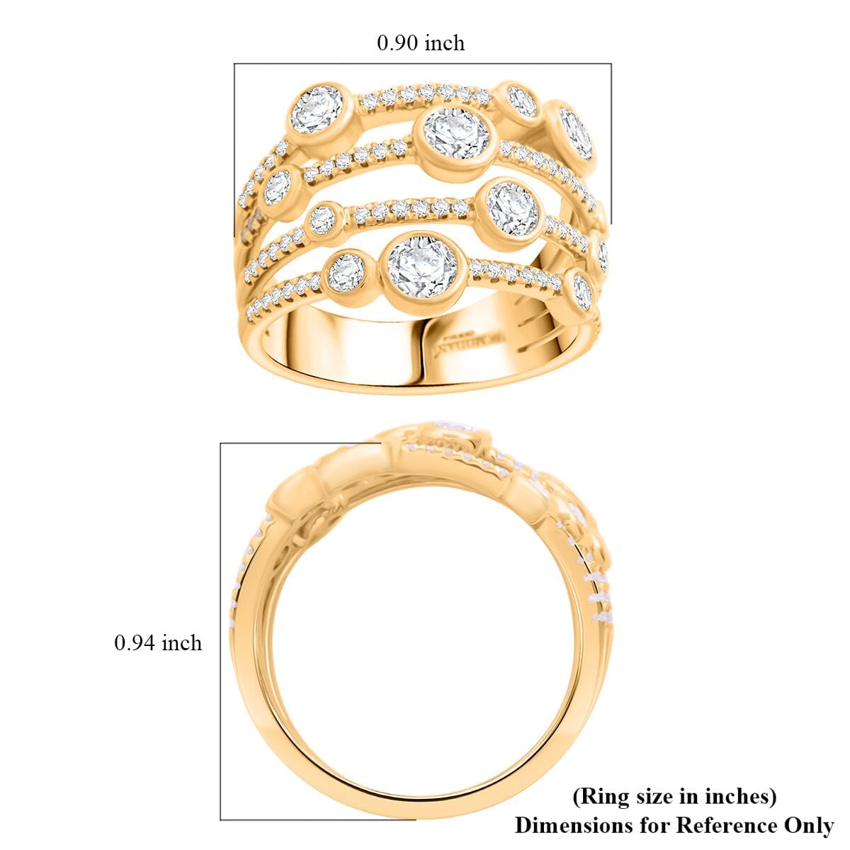 Modani White Diamond 1.40 ctw Ring in 18K Yellow Gold (Size 6.0) 7.10 Grams image number 4