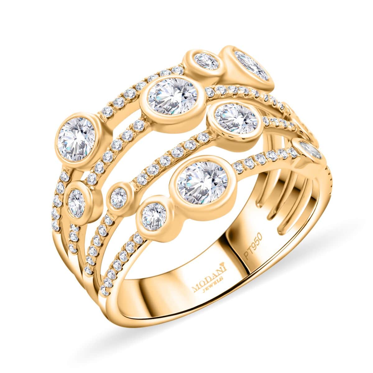 Modani White Diamond 1.40 ctw Ring in 18K Yellow Gold (Size 8.0) 7.10 Grams image number 0