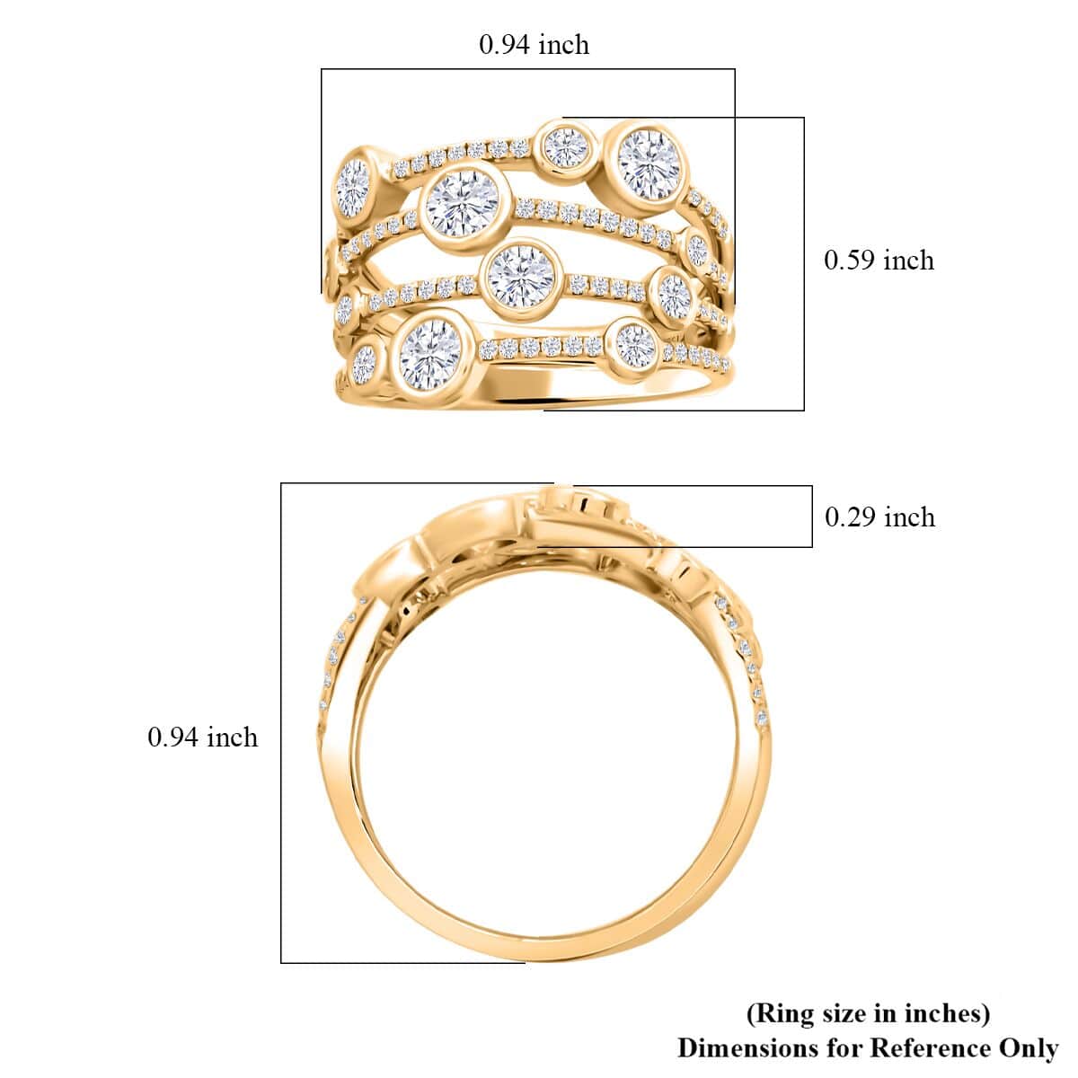 Modani White Diamond 1.40 ctw Ring in 18K Yellow Gold (Size 8.0) 7.10 Grams image number 4