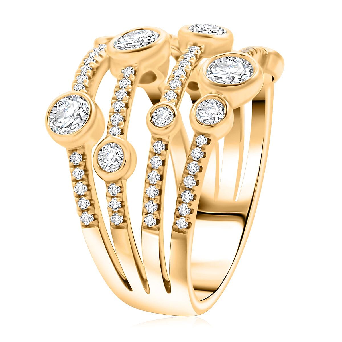 Modani White Diamond 1.40 ctw Ring in 18K Yellow Gold (Size 9.0) 7.10 Grams image number 3