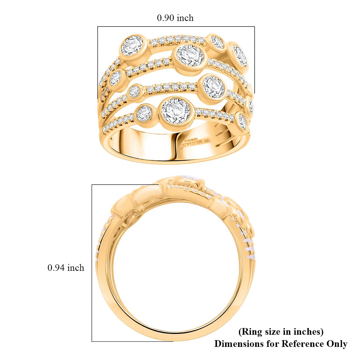 Modani White Diamond 1.40 ctw Ring in 18K Yellow Gold (Size 9.0) 7.10 Grams image number 4