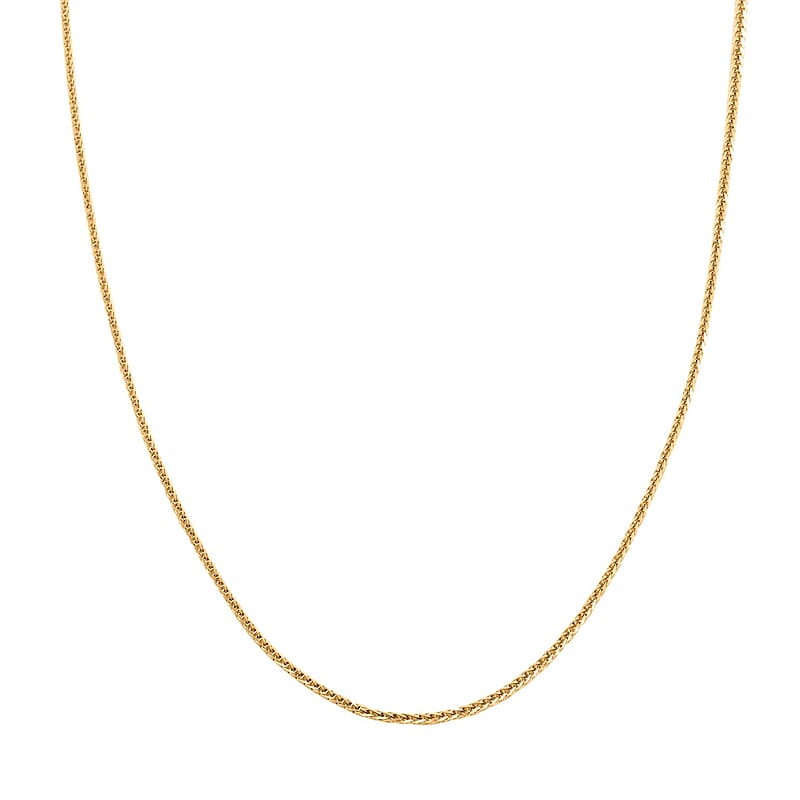 1.10mm Triple Spiga Wheat Chain Necklace in 14K Yellow Gold 18 Inches 1.70 Grams