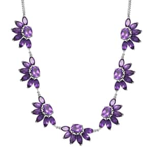 GP Italian Garden Collection Premium African Amethyst 29.65 ctw Necklace in Rhodium Over Sterling Silver 18 Inches