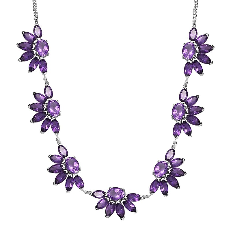 GP Italian Garden Collection Premium African Amethyst 29.65 ctw Necklace in Rhodium Over Sterling Silver 18 Inches