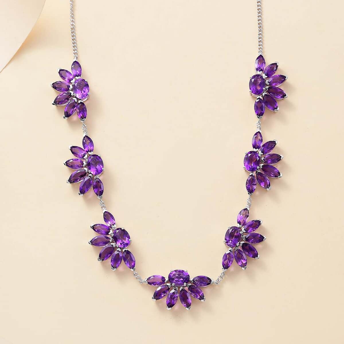 GP Italian Garden Collection Premium African Amethyst 29.65 ctw Necklace in Rhodium Over Sterling Silver 18 Inches image number 1