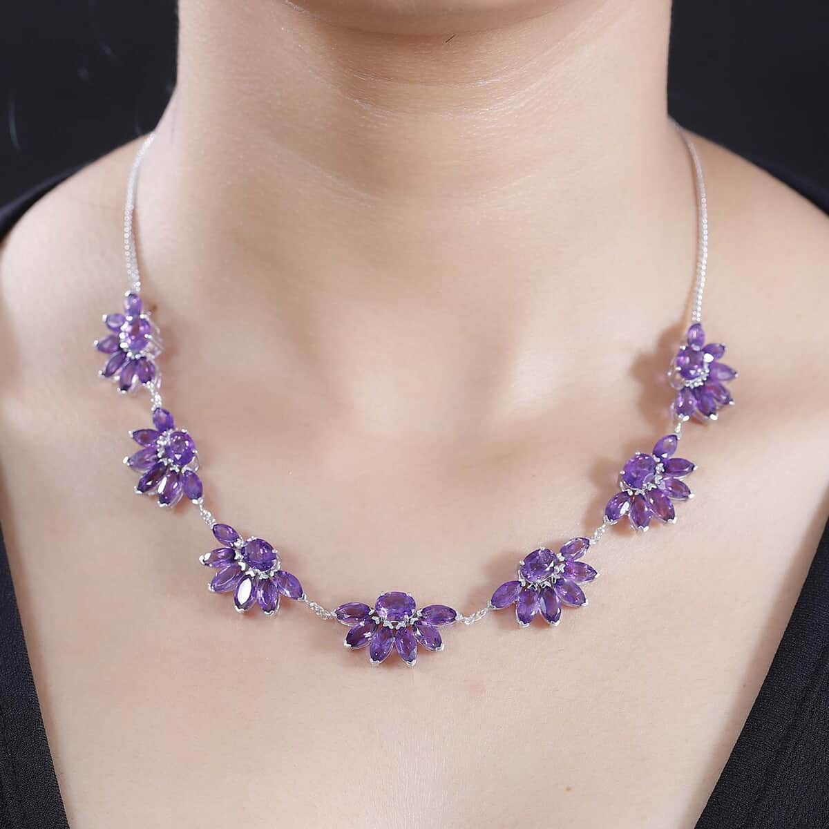 GP Italian Garden Collection Premium African Amethyst 29.65 ctw Necklace in Rhodium Over Sterling Silver 18 Inches image number 2