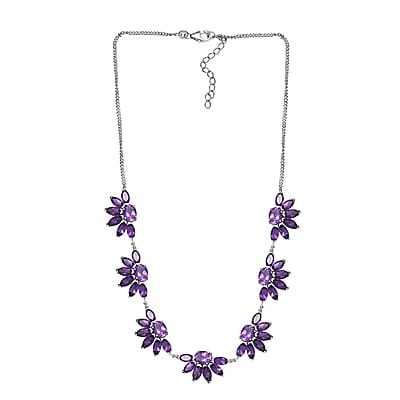 GP Italian Garden Collection Premium African Amethyst 29.65 ctw Necklace in Rhodium Over Sterling Silver 18 Inches