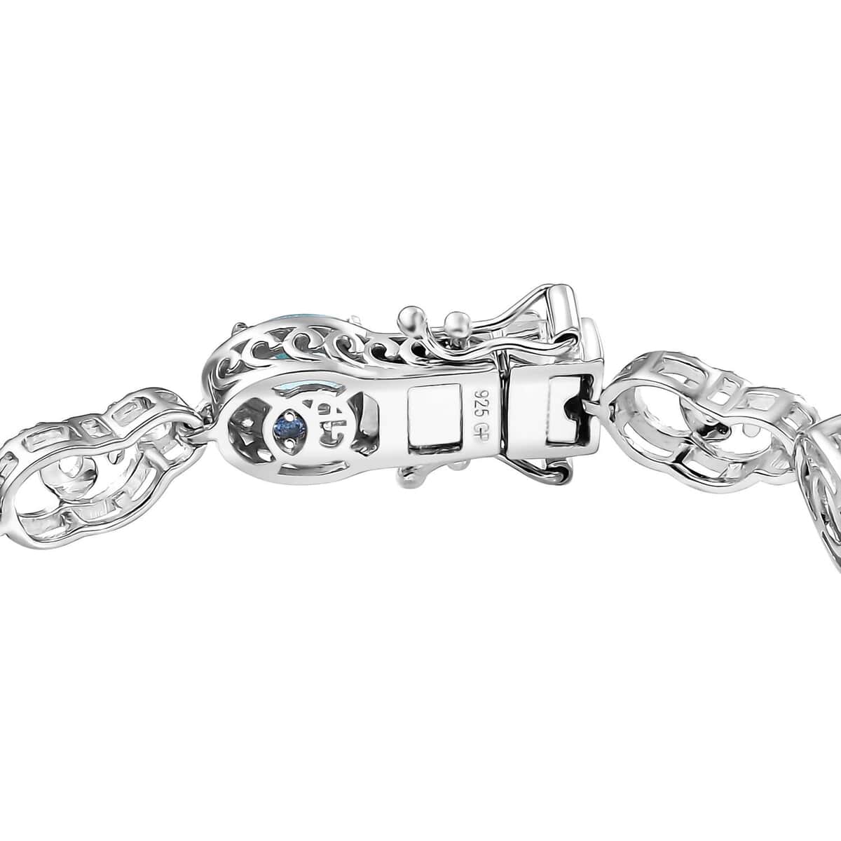 GP Special Venetian Sky Collection Premium Betroka Blue Apatite and White Zircon 8.10 ctw Bracelet in Rhodium Over Sterling Silver (7.25 In) image number 3