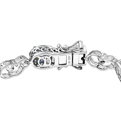 GP Special Venetian Sky Collection Premium Betroka Blue Apatite and White Zircon 8.10 ctw Bracelet in Rhodium Over Sterling Silver (7.25 In)