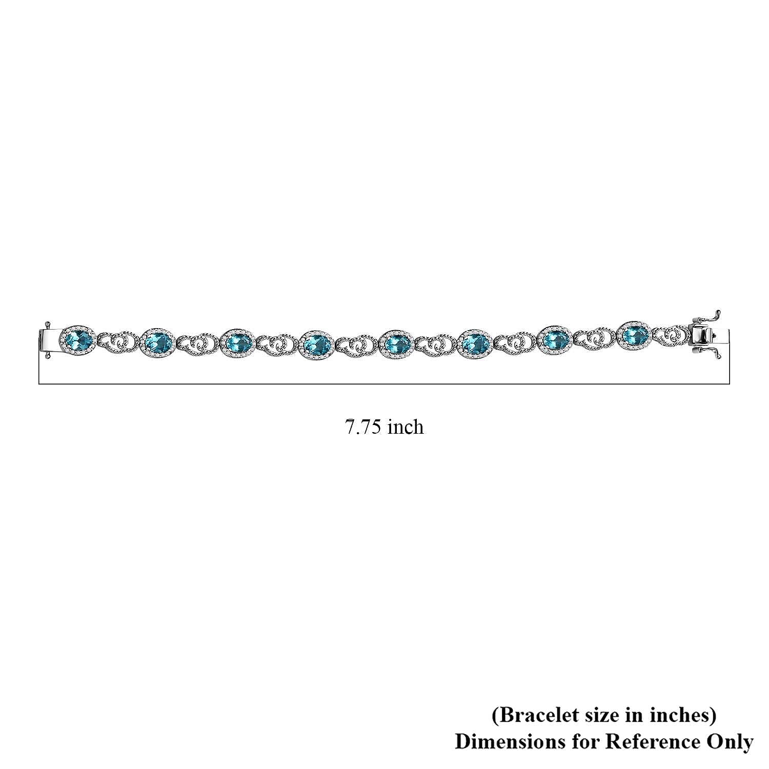 GP Special Venetian Sky Collection Premium Betroka Blue Apatite and White Zircon 8.10 ctw Bracelet in Rhodium Over Sterling Silver (7.25 In)