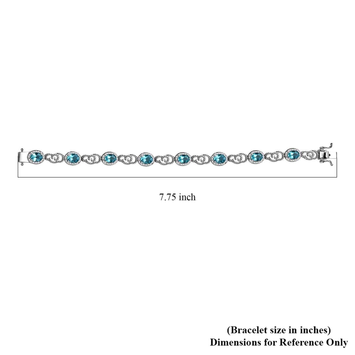 GP Special Venetian Sky Collection Premium Betroka Blue Apatite and White Zircon 8.10 ctw Bracelet in Rhodium Over Sterling Silver (7.25 In) image number 4