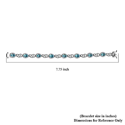 GP Special Venetian Sky Collection Premium Betroka Blue Apatite and White Zircon 8.10 ctw Bracelet in Rhodium Over Sterling Silver (7.25 In)