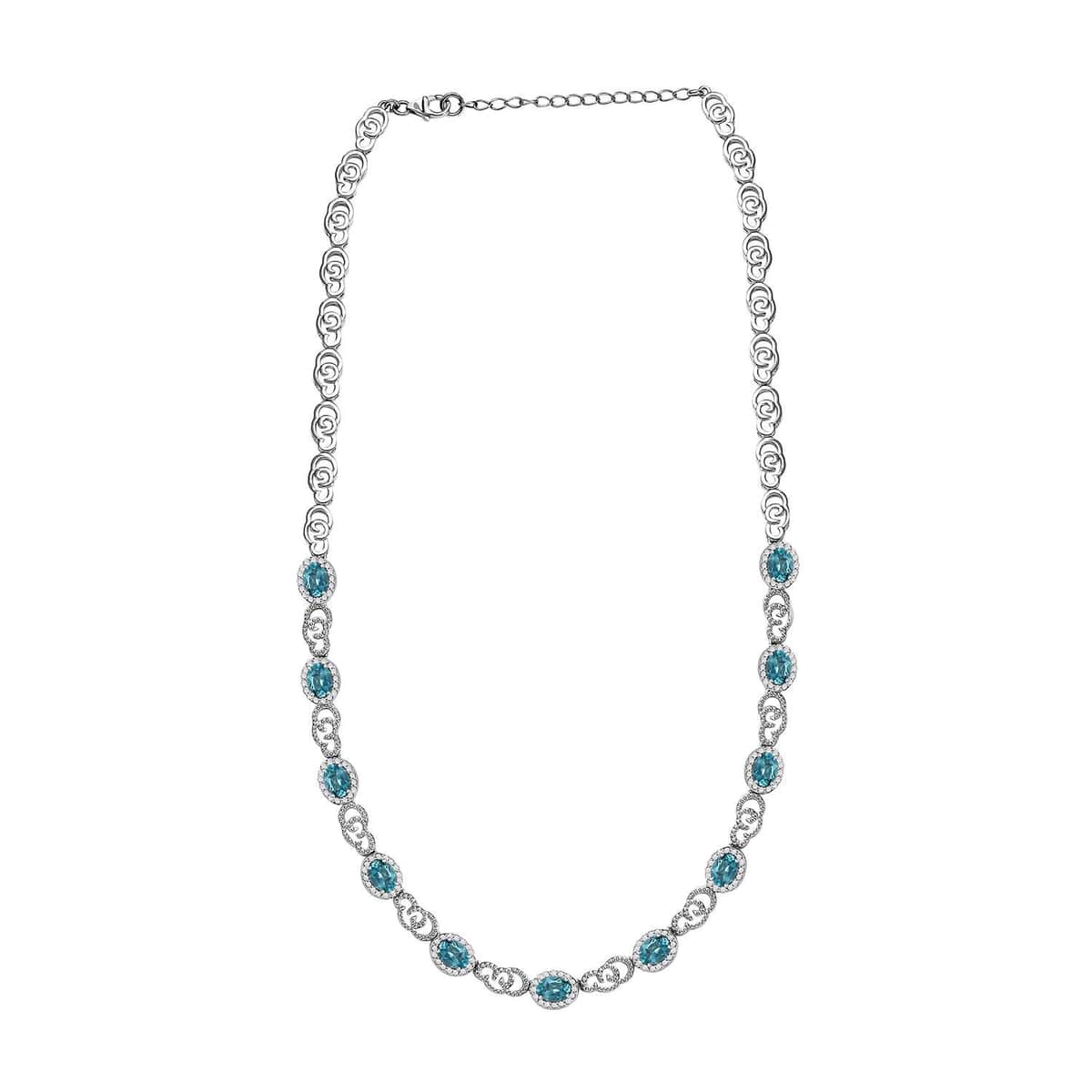 GP Special Venetian Sky Collection Premium Betroka Blue Apatite and White Zircon 11.10 ctw Necklace in Rhodium Over Sterling Silver 18 Inches image number 3