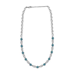 GP Special Venetian Sky Collection Premium Betroka Blue Apatite and White Zircon 11.10 ctw Necklace in Rhodium Over Sterling Silver 18 Inches