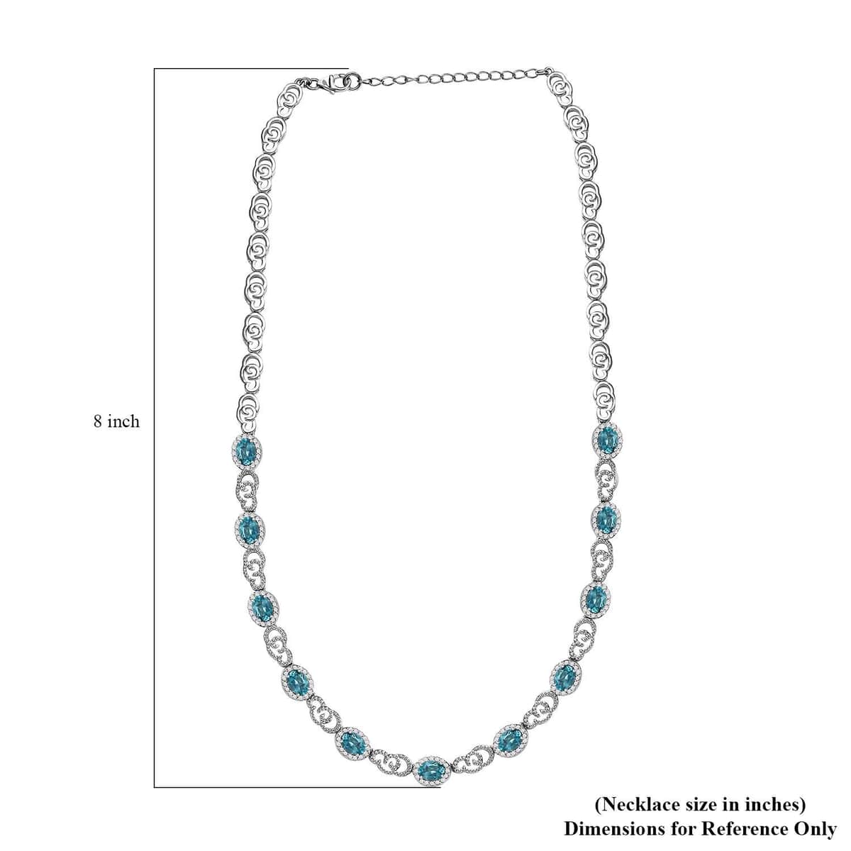 GP Special Venetian Sky Collection Premium Betroka Blue Apatite and White Zircon 11.10 ctw Necklace in Rhodium Over Sterling Silver 18 Inches image number 5