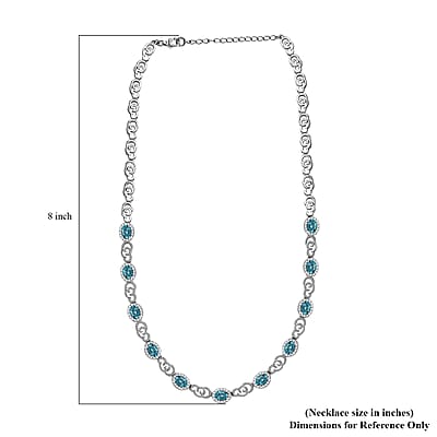 GP Special Venetian Sky Collection Premium Betroka Blue Apatite and White Zircon 11.10 ctw Necklace in Rhodium Over Sterling Silver 18 Inches