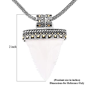 Bali Goddess Carved Bone Sark Tooth Pendant with Tulang Naga Necklace in 22K Vermeil YG Over and Sterling Silver 18 inches