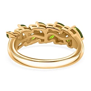 Chrome Diopside and White Zircon 0.77 ctw Ring in 18K Vermeil Yellow Gold Over Sterling Silver (Size 11.5)