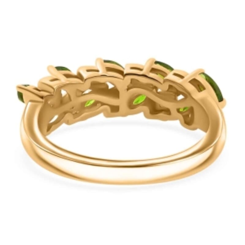 Chrome Diopside and White Zircon 0.77 ctw Ring in 18K Vermeil Yellow Gold Over Sterling Silver (Size 11.5)