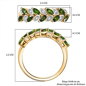 Chrome Diopside and White Zircon 0.77 ctw Ring in 18K Vermeil Yellow Gold Over Sterling Silver (Size 11.5)