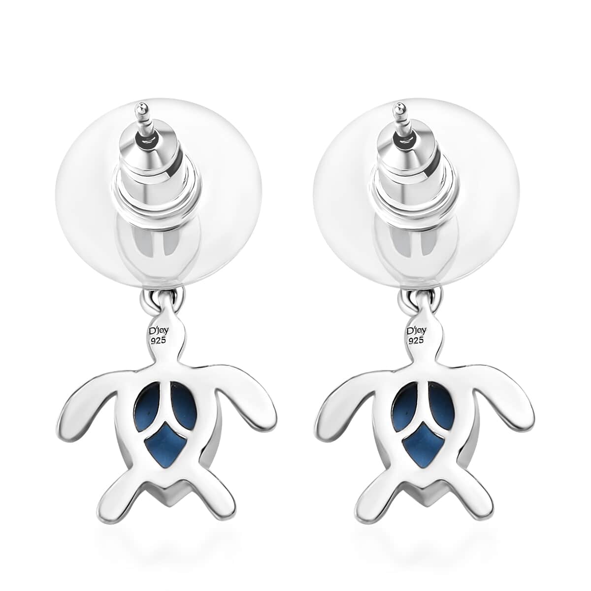 Ceruleite 2.15 ctw Turtle Earrings in Rhodium Over Sterling Silver image number 3